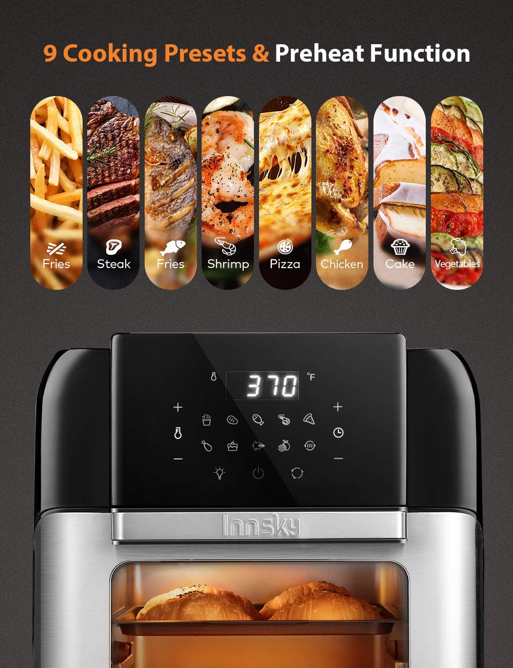 Innsky Air Fryer Oven, 10.6QT 1500W Electric Air Fryer $119.99 (Reg ...